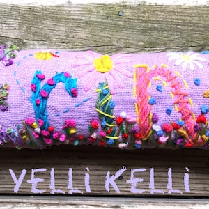 Personalized Gift Idea Freehand Embroidered Bohemian Name Pillow Made To Order Up to FIVE Letters YelliKelli image 9