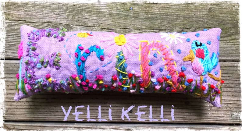 Personalized Gift Idea Freehand Embroidered Bohemian Name Pillow Made To Order Up to FIVE Letters YelliKelli image 9