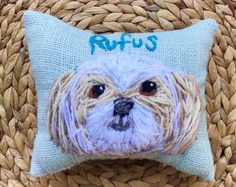 Freehand Embroidered Mini Pillow with Your Dog Made to Order YelliKelli
