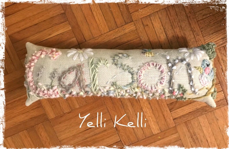 Freehand Embroidered Bohemian Letters Name Pillow Personalized Custom Made Up To FIVE Letters YelliKelli image 3