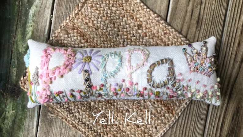 Freehand Embroidered Bohemian Letters Name Pillow Personalized Custom Made Up To FIVE Letters YelliKelli image 1