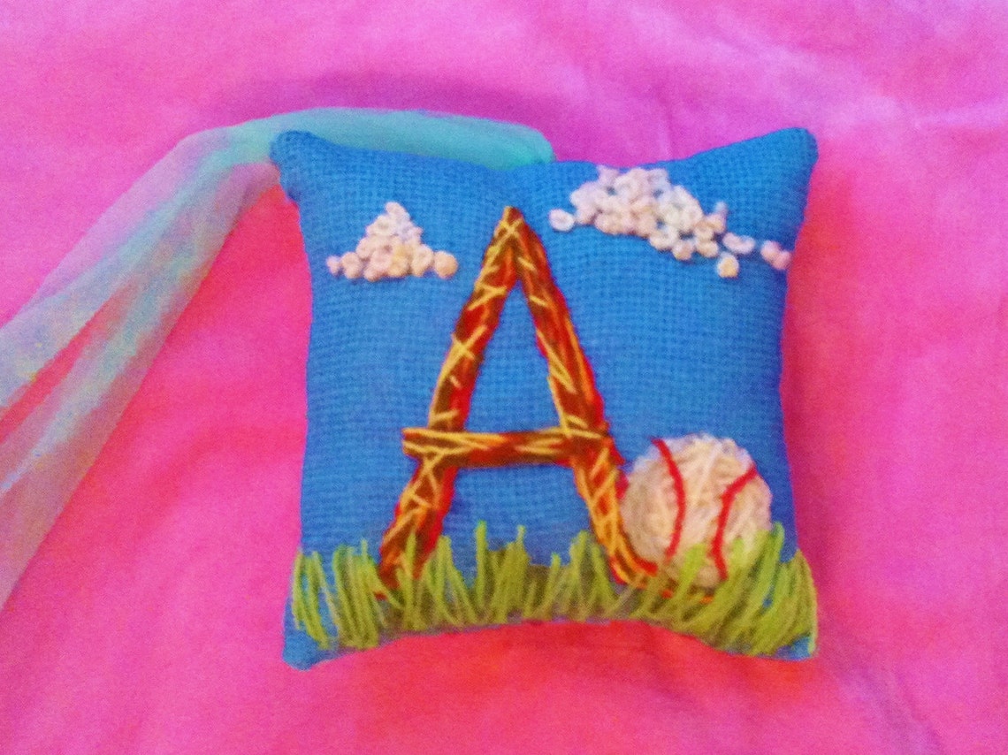 Boy Theme Hand Embroidered Mini Pillow With Initial and ANY Etsy