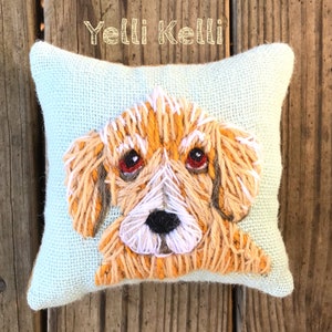 Freehand Embroidered Mini Pillow with Your Dog or Pet Made to Order YelliKelli