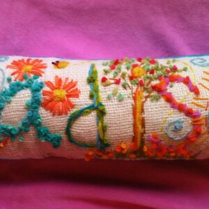 Freehand Embroidered Bohemian Letters Name Pillow Custom Made EIGHT LETTERS image 7