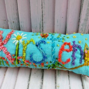 Freehand Embroidered Bohemian Letters Name Pillow Custom Made for SEVEN LETTERS image 2