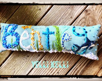 Boy Theme UP to FIVE Letters Freehand Embroidered Bohemian Letters Name Pillow Custom Made YelliKelli