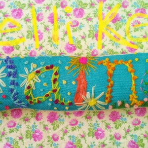 Freehand Embroidered Bohemian Letters Name Pillow Custom Made EIGHT LETTERS image 6