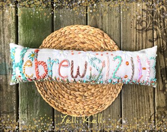 Freehand Embroidered Bohemian TEN Letters Name Pillow Custom Made YelliKelli