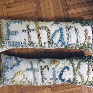 Freehand Embroidered Bohemian SEVEN Letters Name Pillow Custom Made YelliKelli image 2