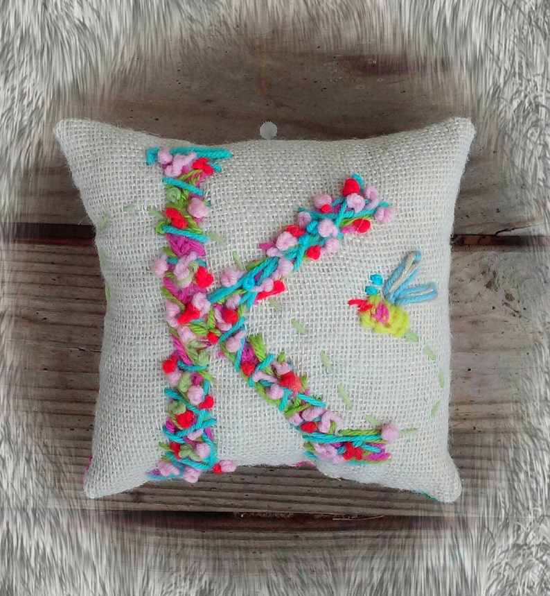 Bohemian Letter Mini Pillow Made To Order Any Letter Any Color Any Small Accent YelliKelli image 4