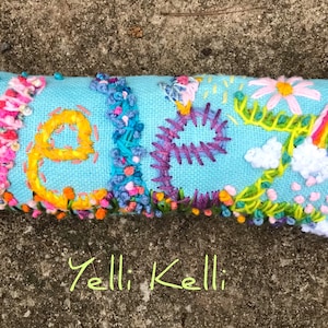 Freehand Embroidered Bohemian Letters Name Pillow Personalized Custom Made Up To FIVE Letters YelliKelli image 9