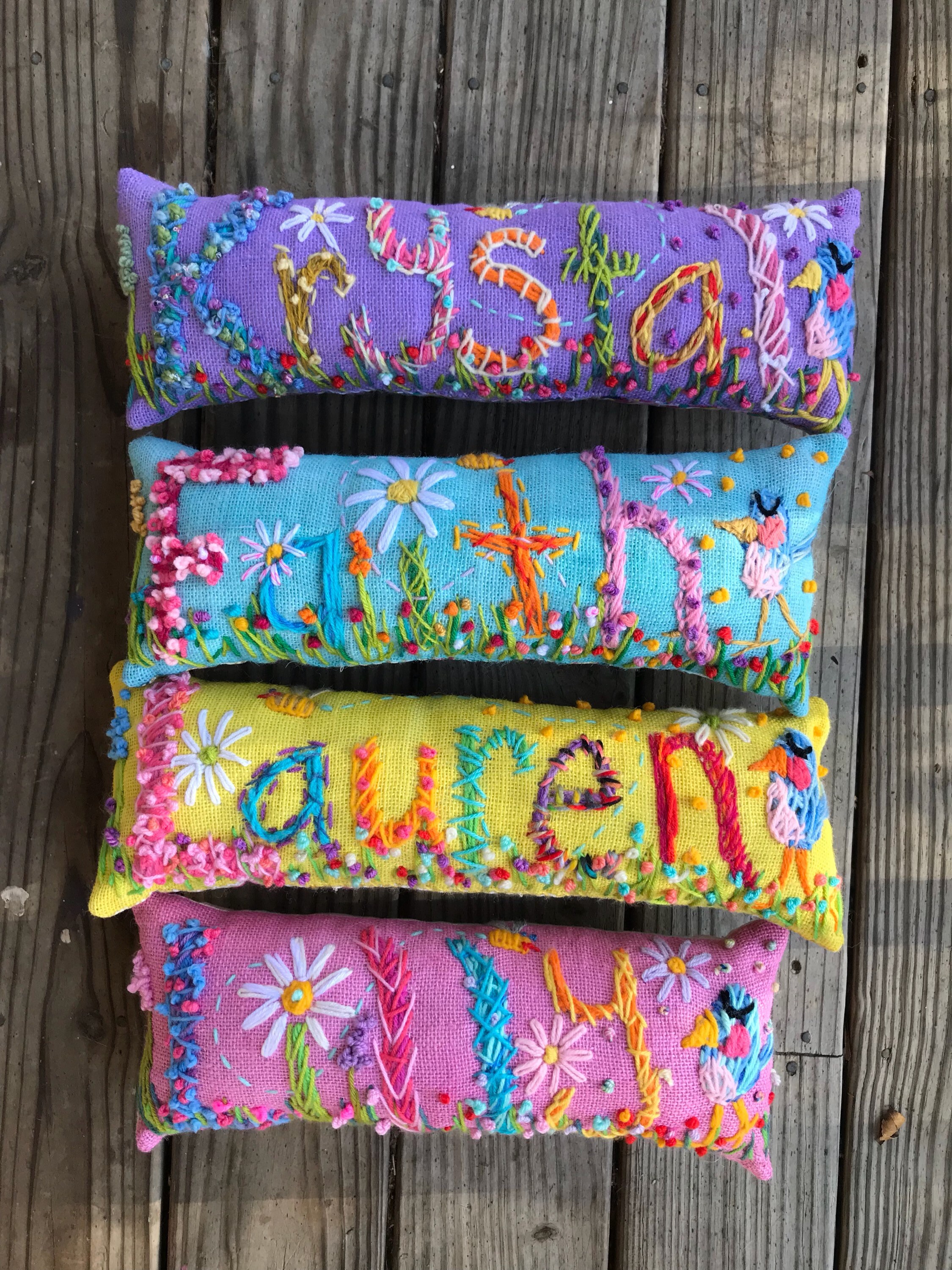 Baby Gift Name Pillow Freehand Embroidered Bohemian Letters up Etsy