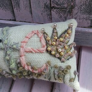 Freehand Embroidered Bohemian SEVEN Letters Name Pillow Custom Made YelliKelli image 6