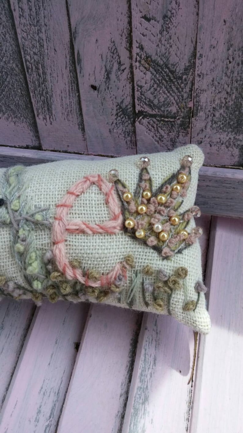 Freehand Embroidered Bohemian SEVEN Letters Name Pillow Custom Made YelliKelli image 6