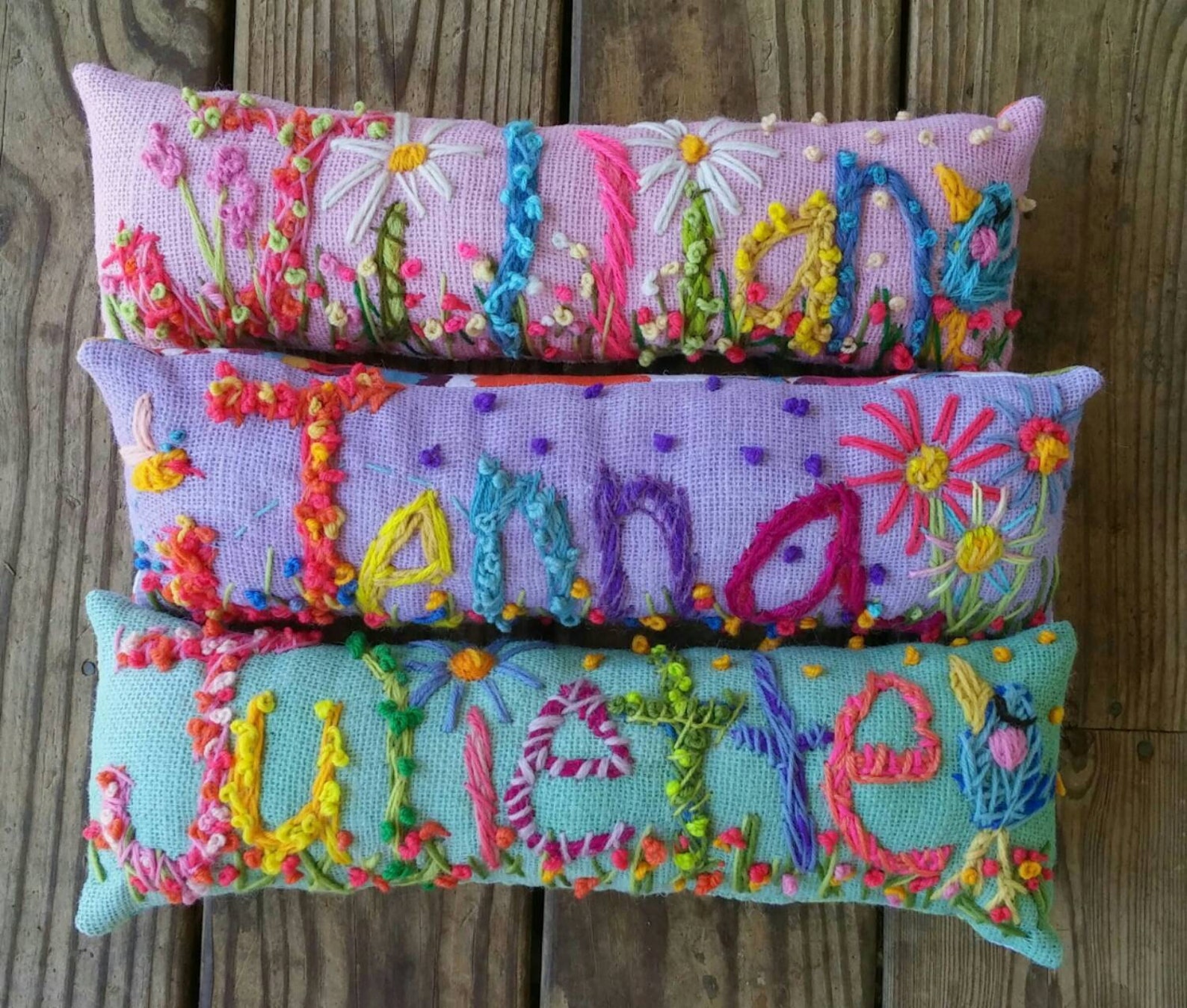 Baby Gift Name Pillow Freehand Embroidered Bohemian Letters up Etsy