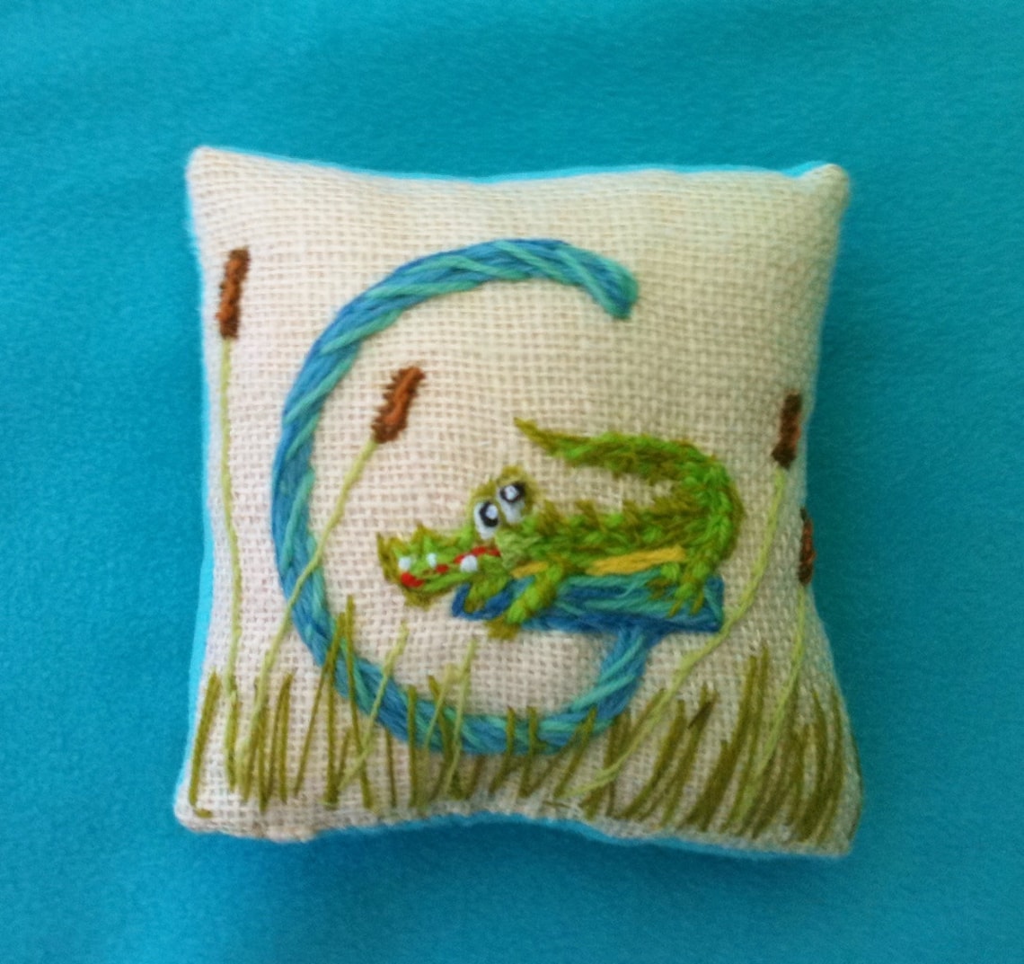 Boy Theme Hand Embroidered Mini Pillow With Initial and ANY Etsy
