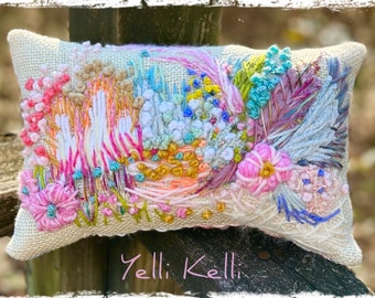 Opulence Spring Abstract Embroidered Mini Pillow Ready to Ship YelliKelli