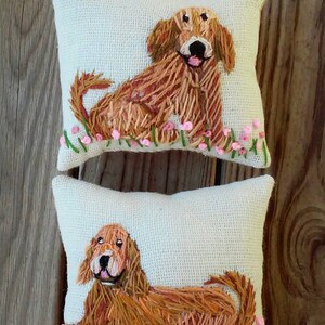 Freehand Embroidered MEDIUM SIZE 10 Pillow with Your Dog Made to Order YelliKelli image 8