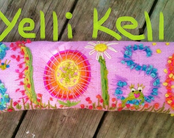 Freehand Embroidered Bohemian Letters Name Pillow Custom Made for SIX LETTERS YelliKelli