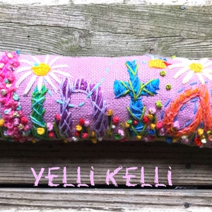 Personalized Gift Idea Freehand Embroidered Bohemian Name Pillow Made To Order Up to FIVE Letters YelliKelli image 8