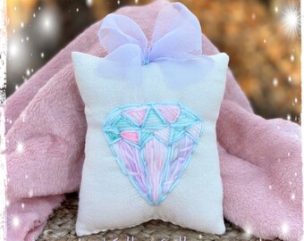 Diamond Freehand Embroidered Mini Pillow Glam Jewel YelliKelli Ready to Ship