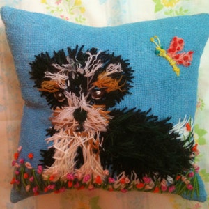 Freehand Embroidered MEDIUM SIZE 10 Pillow with Your Dog Made to Order YelliKelli image 10