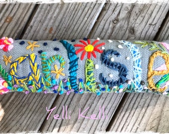 Freehand Embroidered Bohemian Letters Name Pillow Custom Made EIGHT  LETTERS