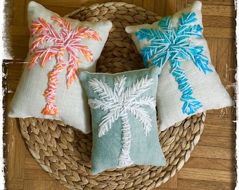 Palm Tree Hand Embroidered Pillow YelliKelli