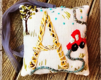 TOOTH FAIRY with Pocket Any Theme Boy Girl Custom Hand Embroidered Monogram Mini Pillow YelliKelli Made to Order