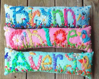 Personalized Baby Gift Freehand Embroidered Bohemian Letters Name Pillow Custom Made Up To Five Letters YelliKelli