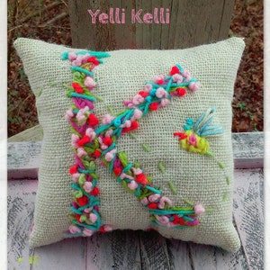Bohemian Letter Mini Pillow Made To Order Any Letter Any Color Any Small Accent YelliKelli image 2
