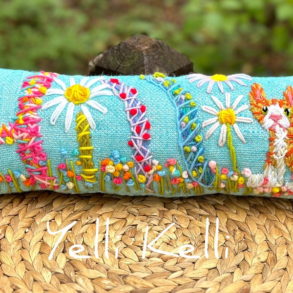 Nursery Decor Freehand Embroidered Bohemian Letters Custom Name Pillow  Up To FIVE Letters YelliKelli