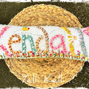 Freehand Embroidered Bohemian SEVEN Letters Name Pillow Custom Made YelliKelli image 3