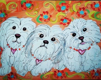 Custom Dog Painting From Photo Fun Style 18x24" YelliKelli