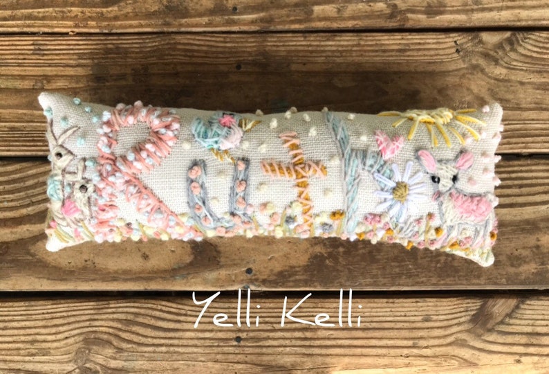 Freehand Embroidered Bohemian Letters Name Pillow Personalized Custom Made Up To FIVE Letters YelliKelli image 2