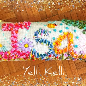 Freehand Embroidered Bohemian Letters Name Pillow Personalized Custom Made Up To FIVE Letters YelliKelli image 8