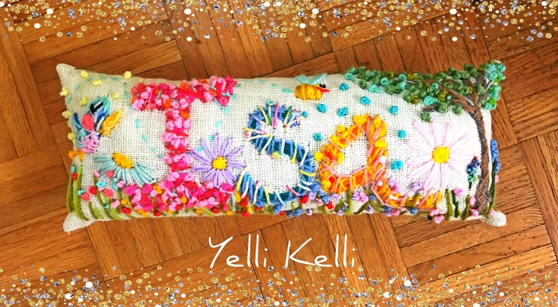 Freehand Embroidered Bohemian Letters Name Pillow Personalized Custom Made Up To FIVE Letters YelliKelli image 8