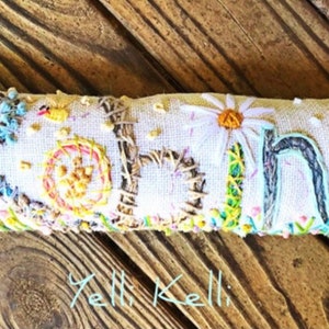 Freehand Embroidered Bohemian Letters Name Pillow Personalized Custom Made Up To FIVE Letters YelliKelli image 6