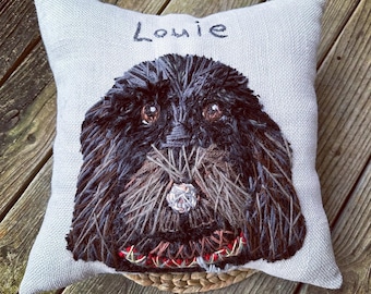 Your Dog Freehand Embroidered on LARGE Pillow Made To Order YelliKelli