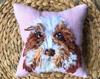 Freehand Embroidered Mini Pillow with Your Dog Made to Order YelliKelli