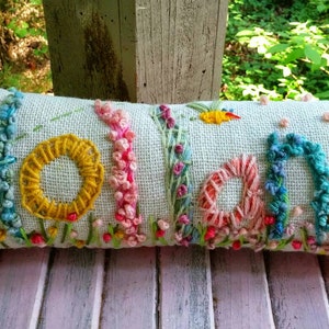 Freehand Embroidered Bohemian Letters Name Pillow Custom Made for SEVEN LETTERS image 4