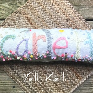Freehand Embroidered Bohemian Letters Name Pillow Personalized Custom Made Up To FIVE Letters YelliKelli image 5
