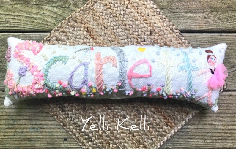 Freehand Embroidered Bohemian Letters Name Pillow Personalized Custom Made Up To FIVE Letters YelliKelli image 5