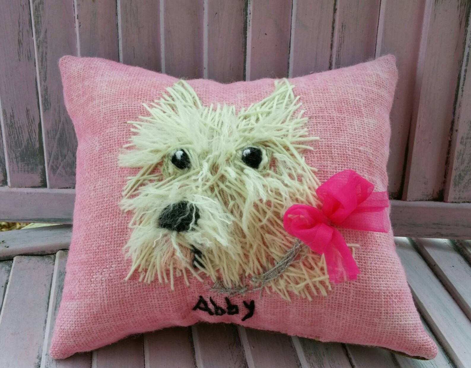 Your Dog Freehand Embroidered on LARGE Pillow Made to Order Etsy