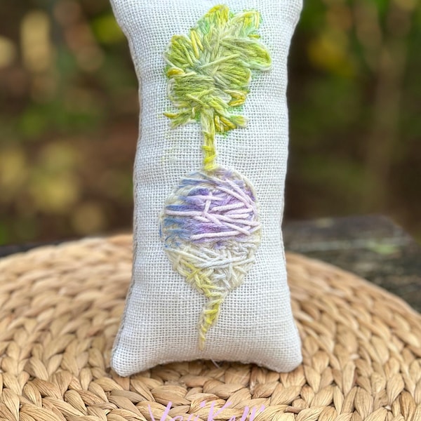 Turnip Hand Embroidered Mini Pillow Autumn Decor YelliKelli