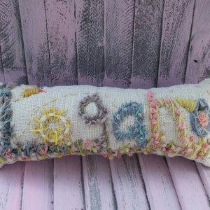 Freehand Embroidered Bohemian SEVEN Letters Name Pillow Custom Made YelliKelli image 8