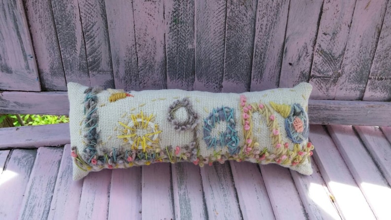 Freehand Embroidered Bohemian SEVEN Letters Name Pillow Custom Made YelliKelli image 8