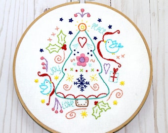 Christmas Tree Embroidery Pattern. Hand Embroidery. PDF Pattern. Digital Pattern. Xmas Crafts. Hand Embroidery Pattern. Holiday Pattern.