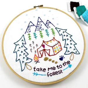 Camping. Hand Embroidery Pattern. Forest Woods. Outdoors. Glamping. Digital Pattern. Cabin. Embroidery Designs. Mountains. Tent. Outdoorsy. image 5