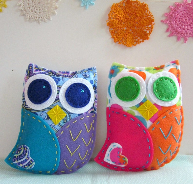 Felt Owl Pattern. Sewing Pattern. Hand Embroidery. Hand Stitched. Woodland Owl. Beginner Tutorial. Kids Crafts. Owl Softie. Digital Pattern image 2